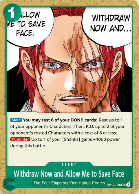 Withdraw Now and Allow Me to Save Face